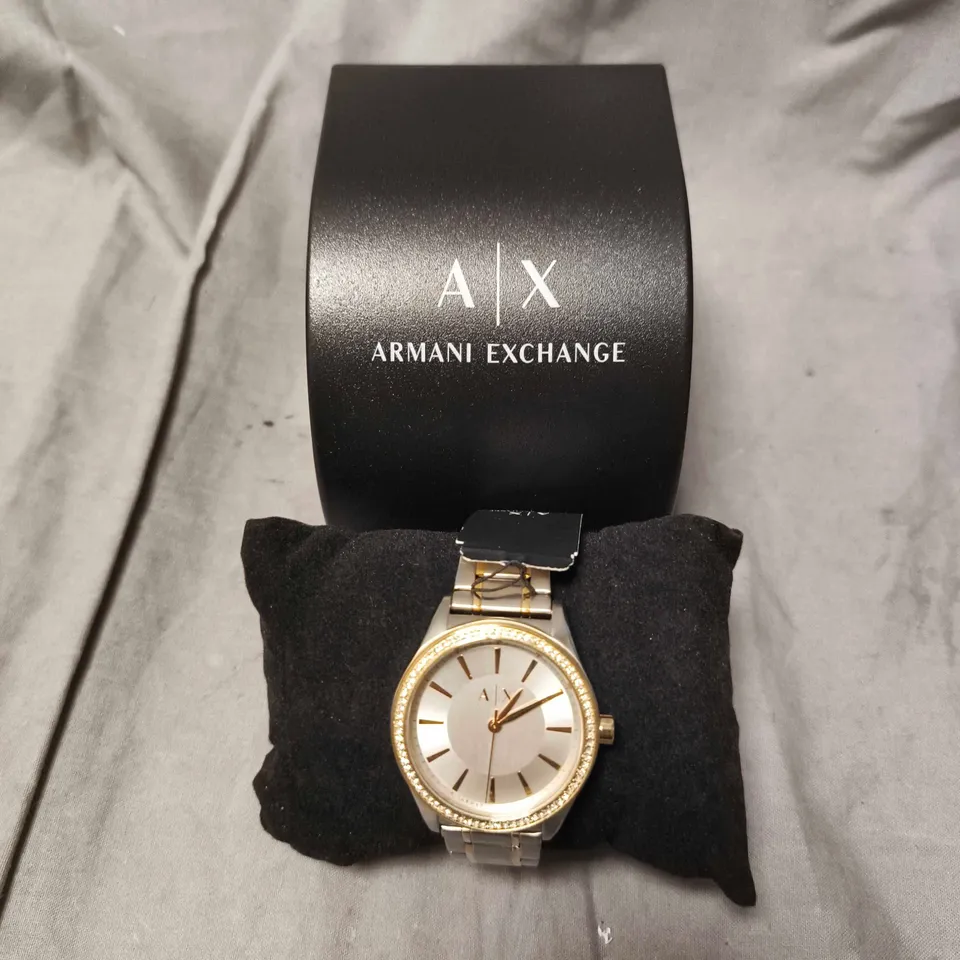 ARMANI EXCHANGE AX TWO-TONE WATCH WITH CRYSTAL BEZEL