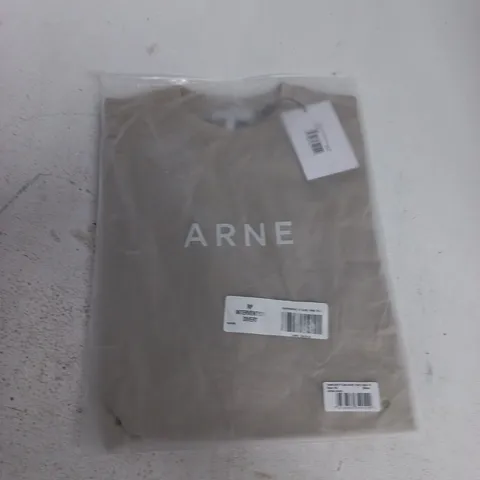 BAGGED ARNE ESSENTIAL SLIM FIT T-SHIRT IN STONE - XS