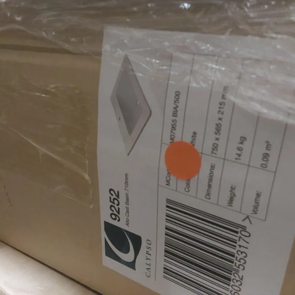 PALLET CONTAINING VERY LARGE QUANTITY OF CALYPSO BASINS AND OTHER ASSORTED BATHROOM FURNITURE PARTS