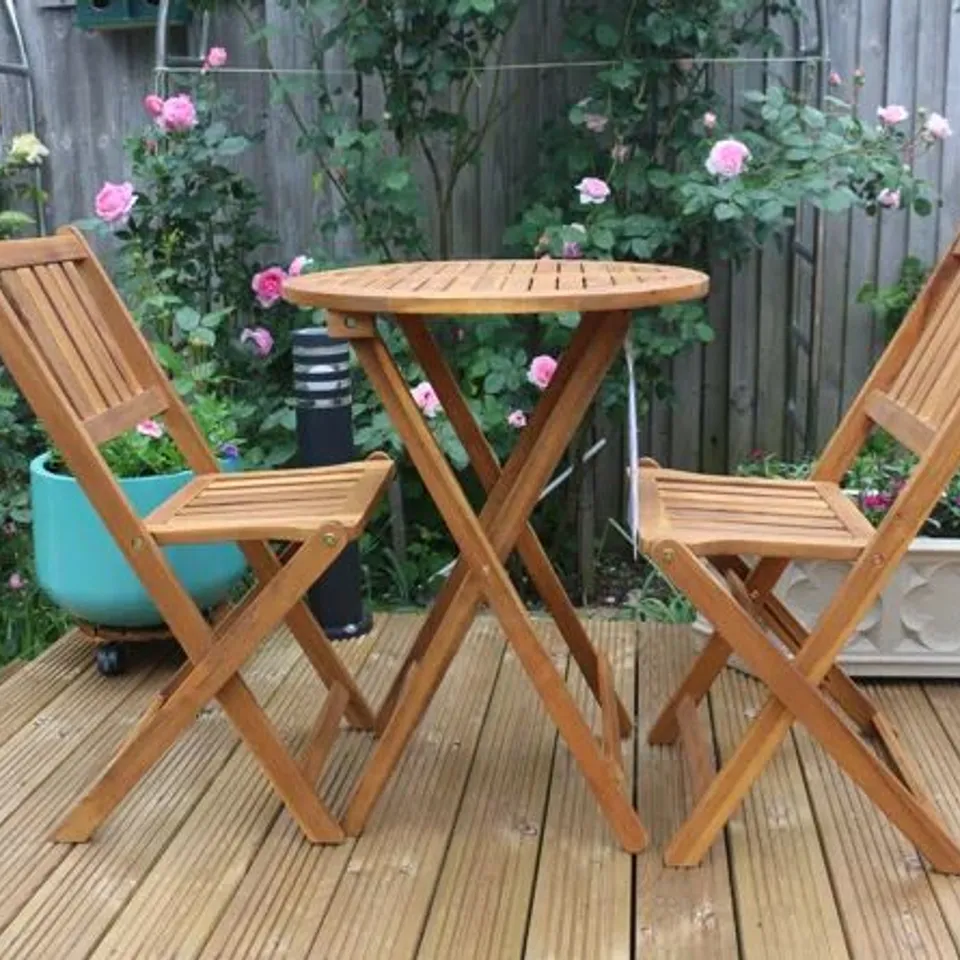 BOXED KASHMEIR BISTRO SET FSC 100% ACACIA WOOD NATURAL COLOUR (1 BOX)