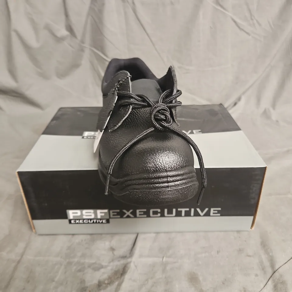 BOXED PAIR OF PSF EXECUTIVE SAFETY SHOES IN BLACK SIZE UK 9