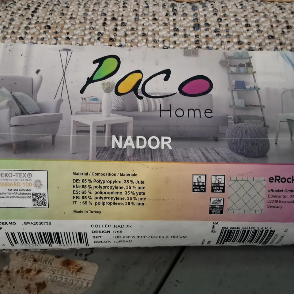 Brand new paco nador rug in cream - 80x150cm