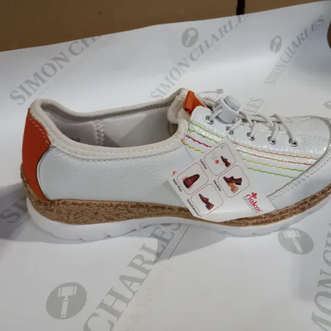 RIEKER RAINBOW STRIPE WHITE TRAINER SIZE 6