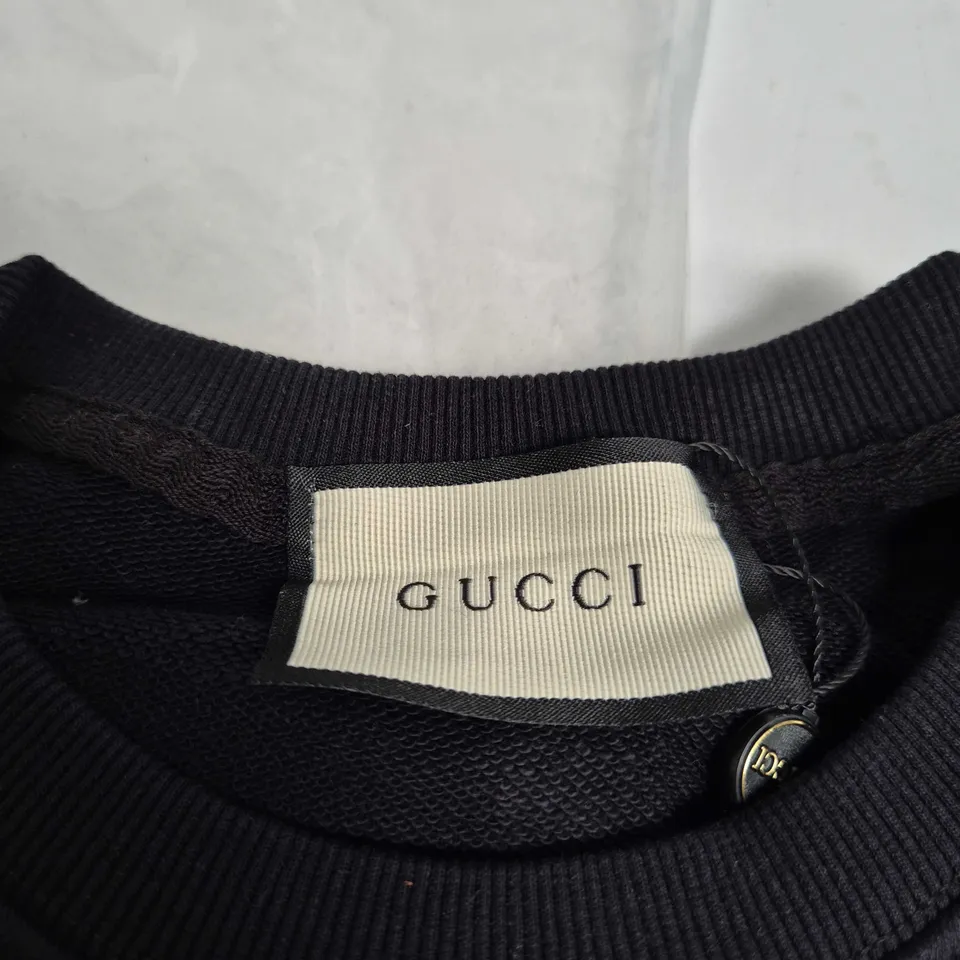 GUCCI BLACK SWEATSHIRT WITH MULTICOLOUR LOGO - CREW NECK SIZE L