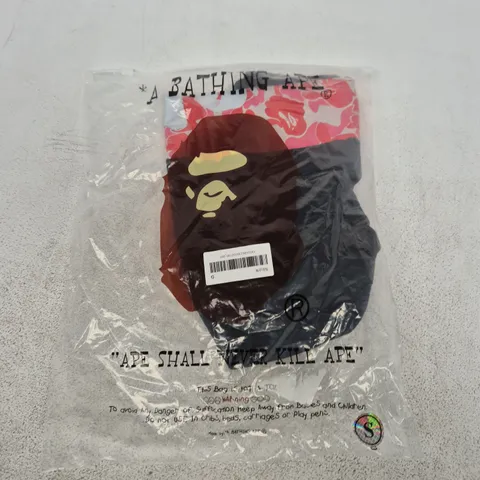 BAPE BLACK T‑SHIRT WITH PINK CAMOUFLAGE PRINT – MADE IN JAPAN, SIZE S