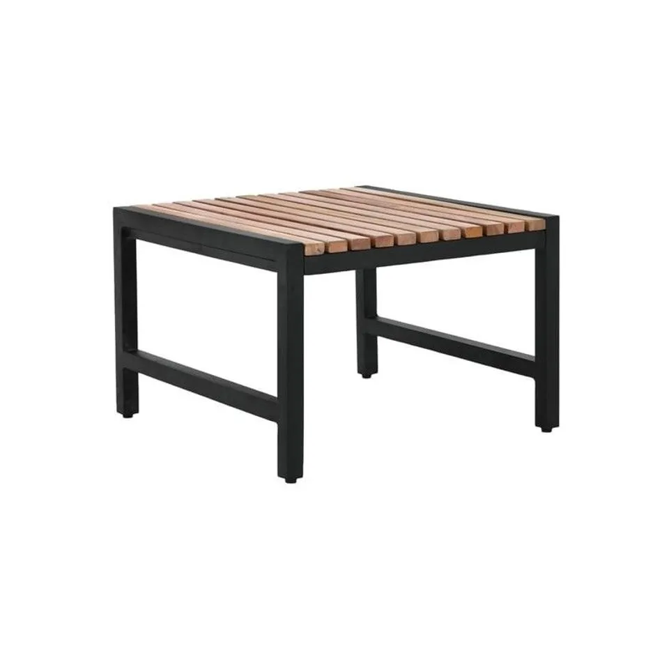 BRAND NEW BOXED BOLERO STEEL & ACACIA LOW COFFEE TABLE BAR STOOLS - SET OF 4