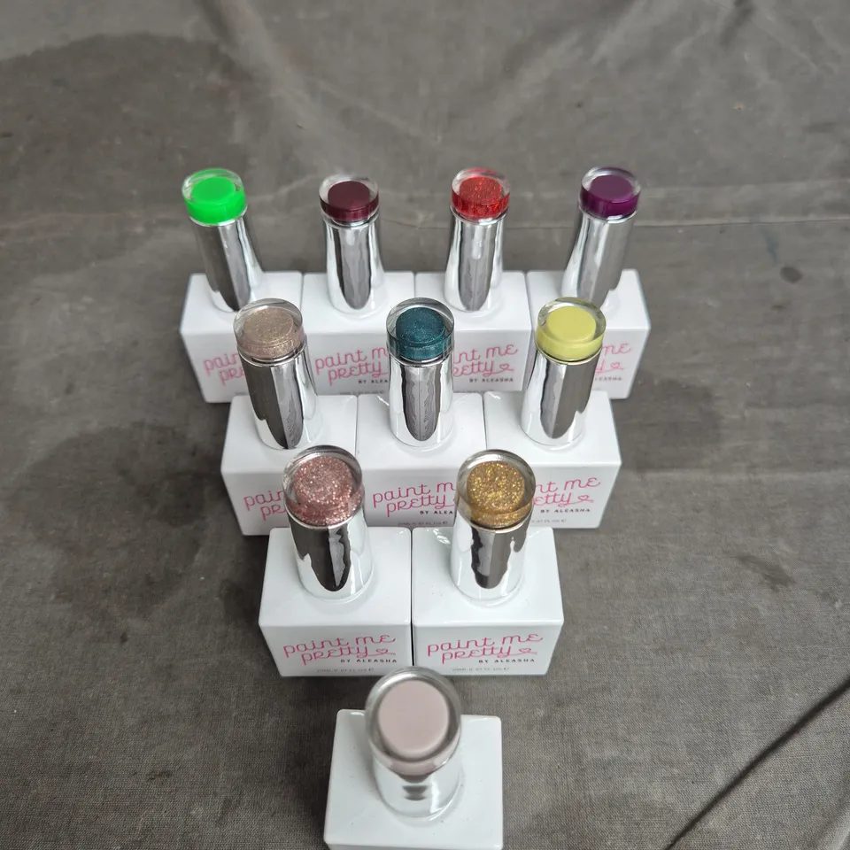 LOT OF 10 PAINT ME PRETTY BY ALEASHA GEL NAIL VARNISH - ASSORTED COLOURS - 20ML