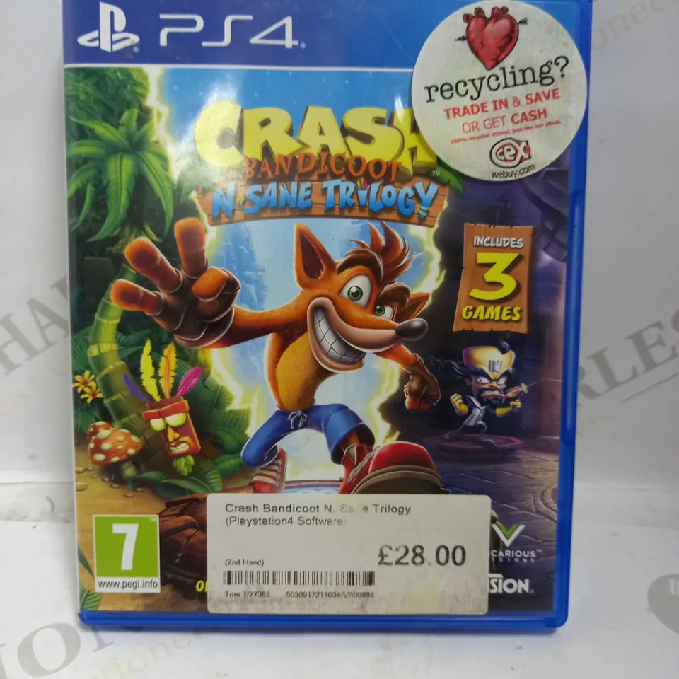 CRASH BANDICOOT N-SANE TRILOGY PLAYSTATION 4 GAME