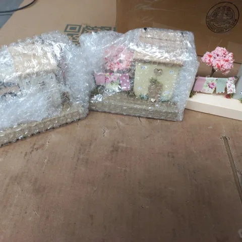 BOX OF APPROXIMATELY 29 MINIATURE HANDMADE DECORATIONS