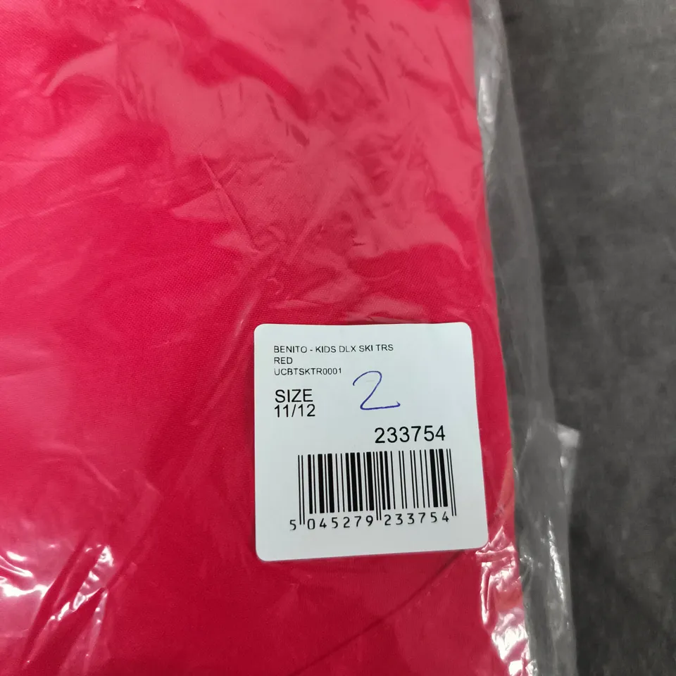 BENITO KIDS DLX SKI TROUSERS – RED, UK 11-12
