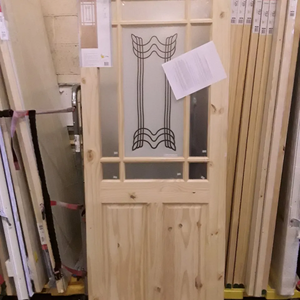 2 PANEL KNOTTY PINE GLAZED INTERNAL DOOR 2032×813×35MM