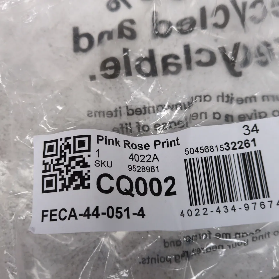 NEW LOOK PINK ROSE PRINT TIERED DRESS – UK 12 (EU 40, US 8) – MADE IN MOROCCO