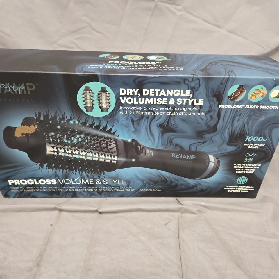 REVAMP PROGLOSS VOLUME & STYLE ALL-IN-ONE HAIR STYLER – BOXED (2 BRUSH ATTACHMENTS)