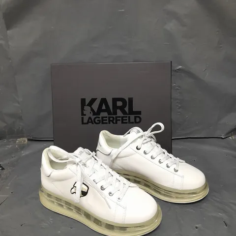 BOXED PAIR OF KARL LAGERFELD KUSHION KARL NFT TO LACE WHITE EU 38