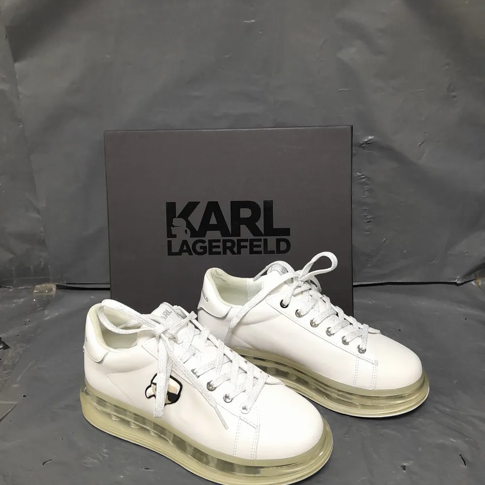 BOXED PAIR OF KARL LAGERFELD KUSHION KARL NFT TO LACE WHITE EU 38