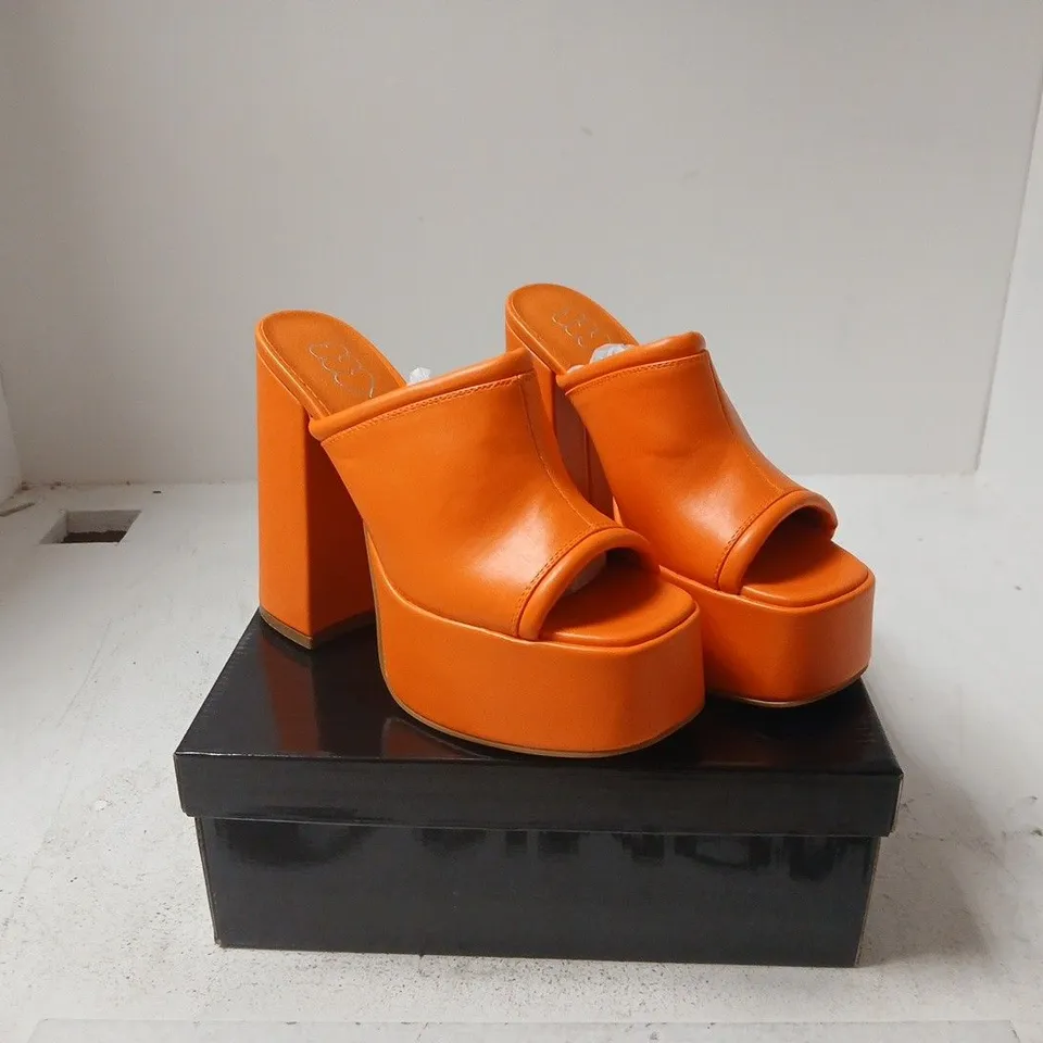 WOMEN'S ORANGE PLATFORM MULE SANDALS UK 8