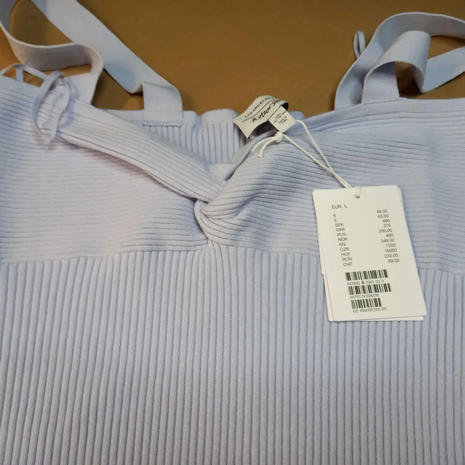 &OTHER STORIES LILAC RIBBED CROPPED TOP - LARGE