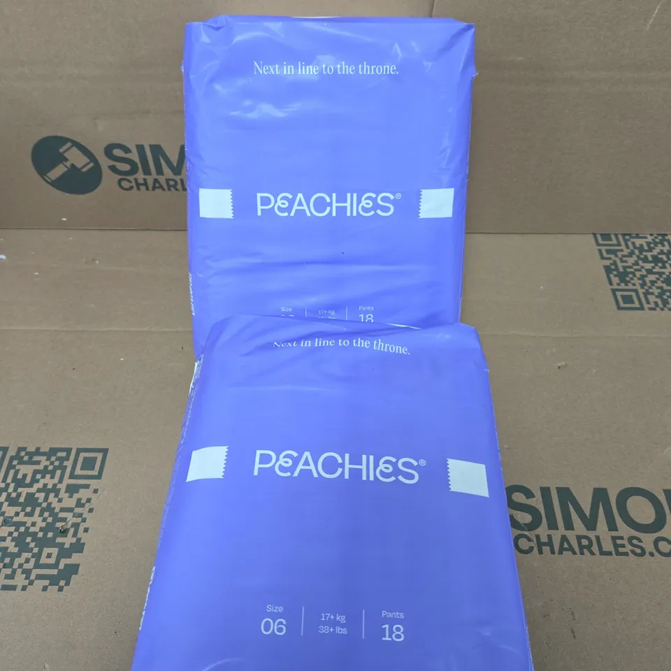 2 X PEACHIES PREMIUM SUSTAINABLE NAPPIES - SIZE 06 - 18 NAPPIES PER PACK 