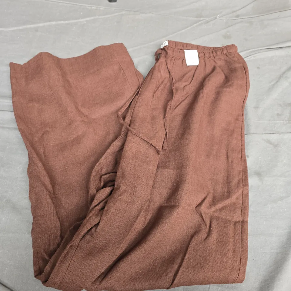 ABERCROMBIE & FITCH TIE UP TROUSERS IN BROWN - MEDIUM