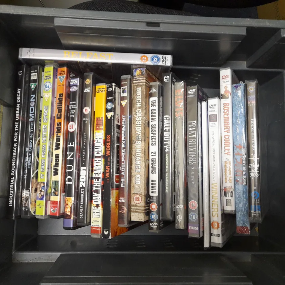BOX OF APPROX 20 DVDS TO INCLUDE COME FLY WITH ME, PRINCE PHILIP LIFE OF DEVOTION, WHERE THE CRAWFORDS SING
