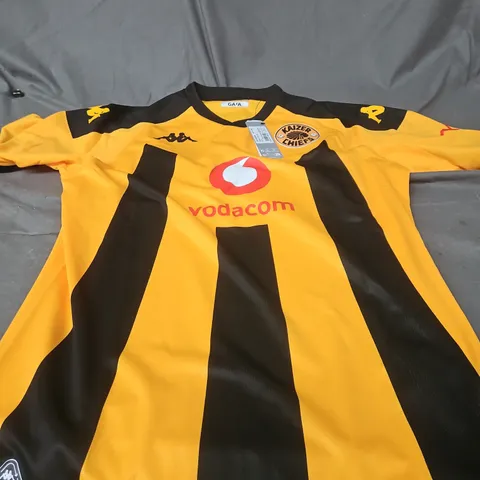 KAIZER CHIEFS FOOTBALL SHIRT - YELLOW AND BLACK STRIPES, KAPPA BRANDING, SIZE M