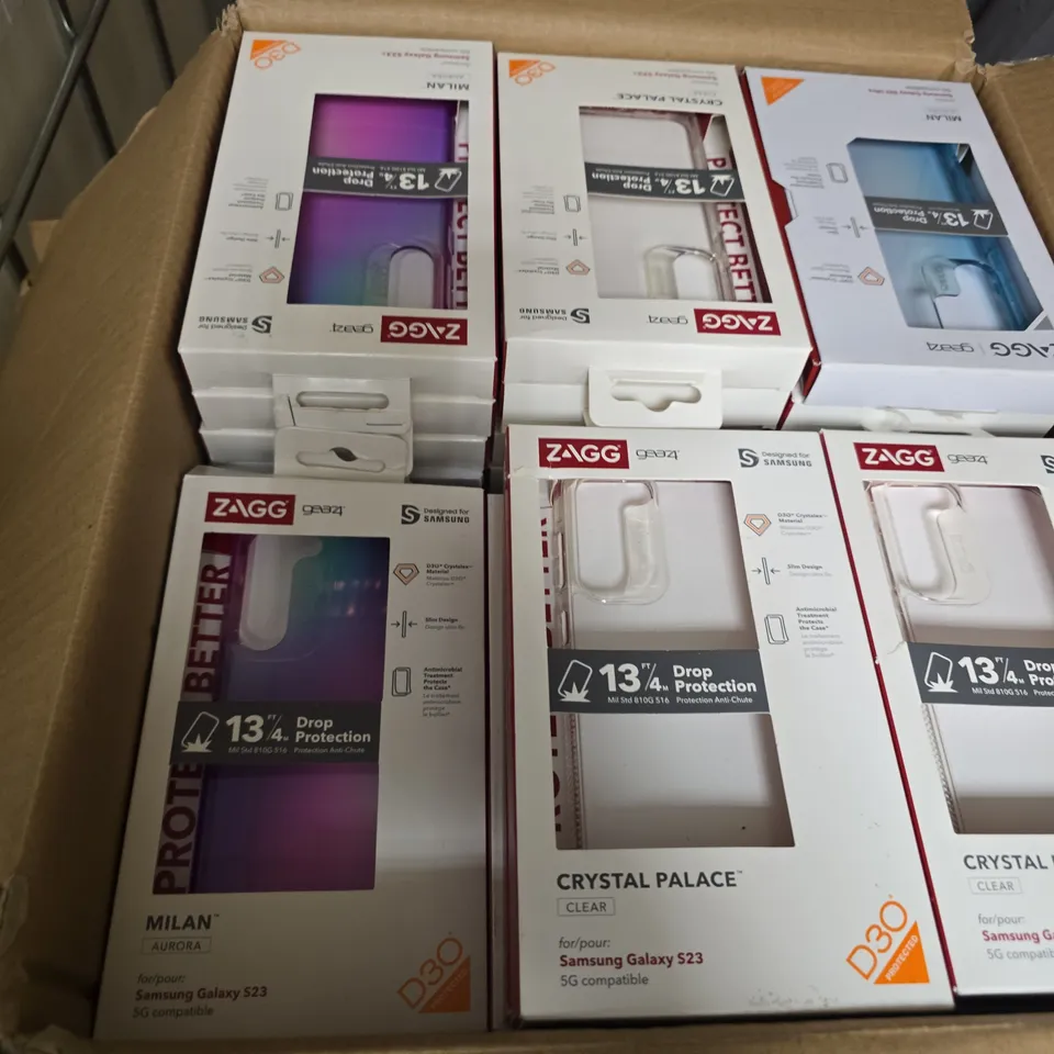 BOX OF APPROXIMATELY 50 ASSORTED PHONE CASES INCLUDING HAMA IPHONE 14 AND ZAGG MILAN 