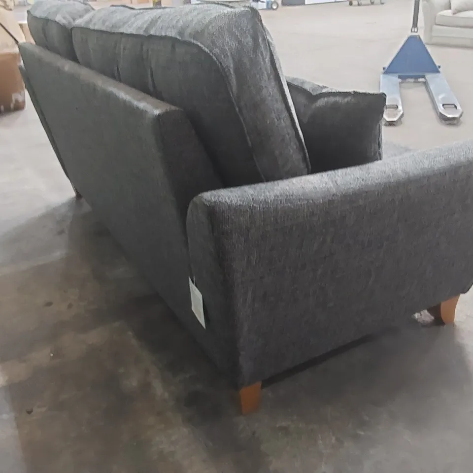 DESIGNER HALSTOW 3 SEATER GREY FABRIC UPHOLSTERED SOFA 