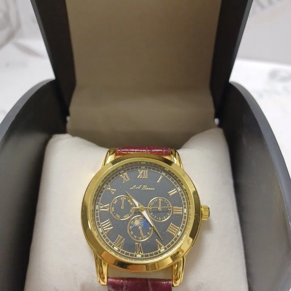 MEN’S LA BANUS QUARTZ CHRONOGRAPH WATCH - BURGUNDY LEATHER STRAP