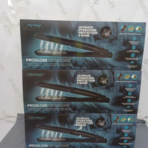 LOT OF 3 REVAMP PROGLOSS STEAMCARE CERAMIC STRAIGHTENER