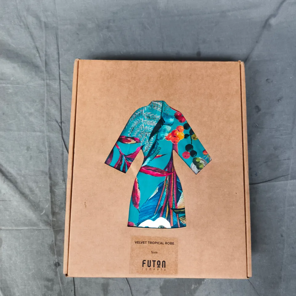 FUTON VELVET TROPICAL ROBE IN TEAL SIZE UNSPECIFIED
