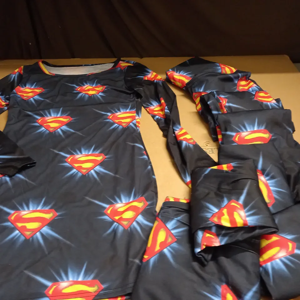 LOT OF 9 SUPERMAN THEMED DRESSES - VARIOUS SIZES