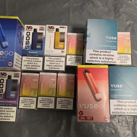 LOT OF APPROXIMATELY 25 ASSORTED E-CIG ITEMS TO INCLUDE VUSE AND IVG SMART