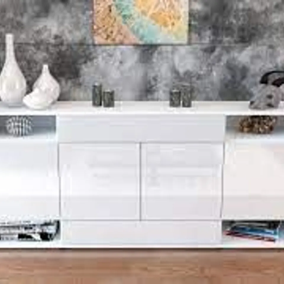 BOXED FELEICA LOWBOARD 3 DOORS 2 DRAWERS WHITE (3 BOXES)