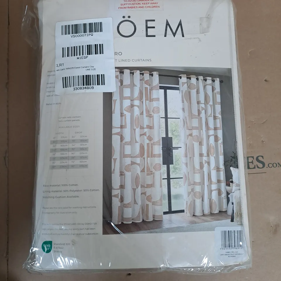 HOEM CARRO EYELET LINED CURTAINS - W 66"/ D 90"