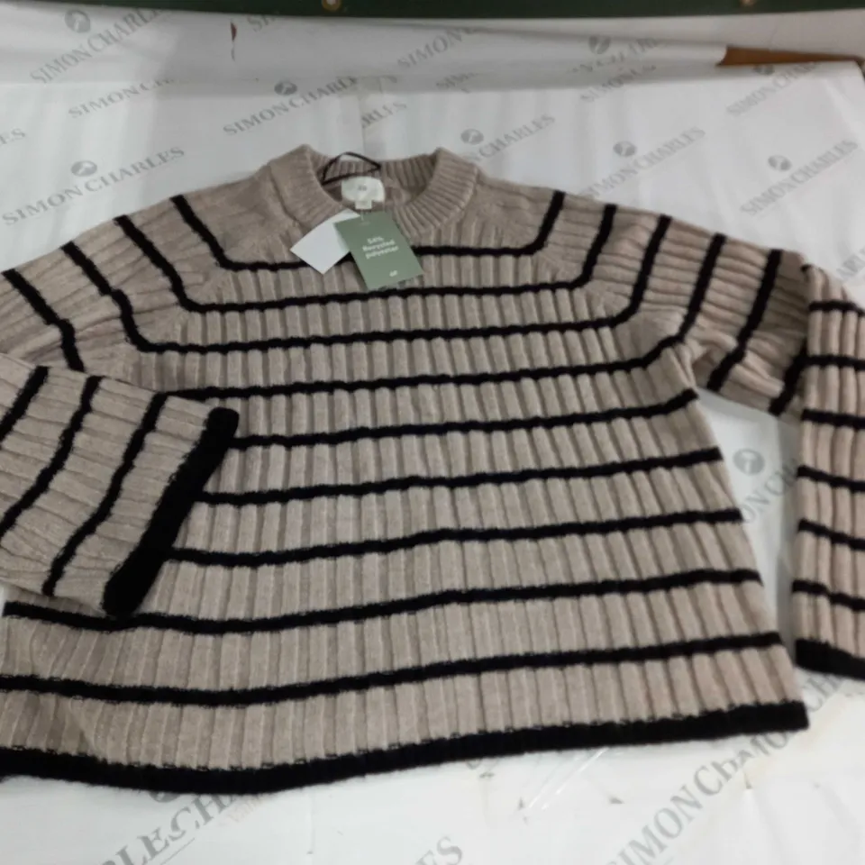 H&M STRIPED JUMPER IN TAUPE - EUR XL