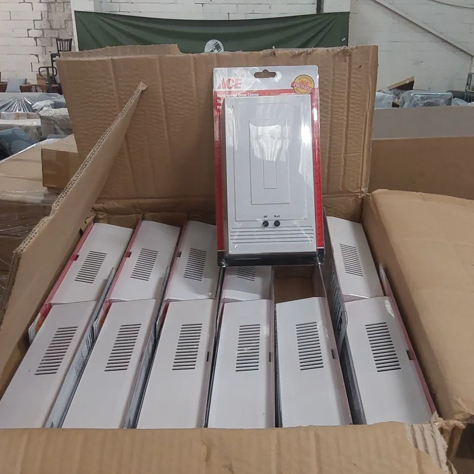 PALLET CONTAINING A LARGE QUANTITY OF ELECTRONIC DOORBELLS AND ASSORTED FURNITURE ITEMS ECT