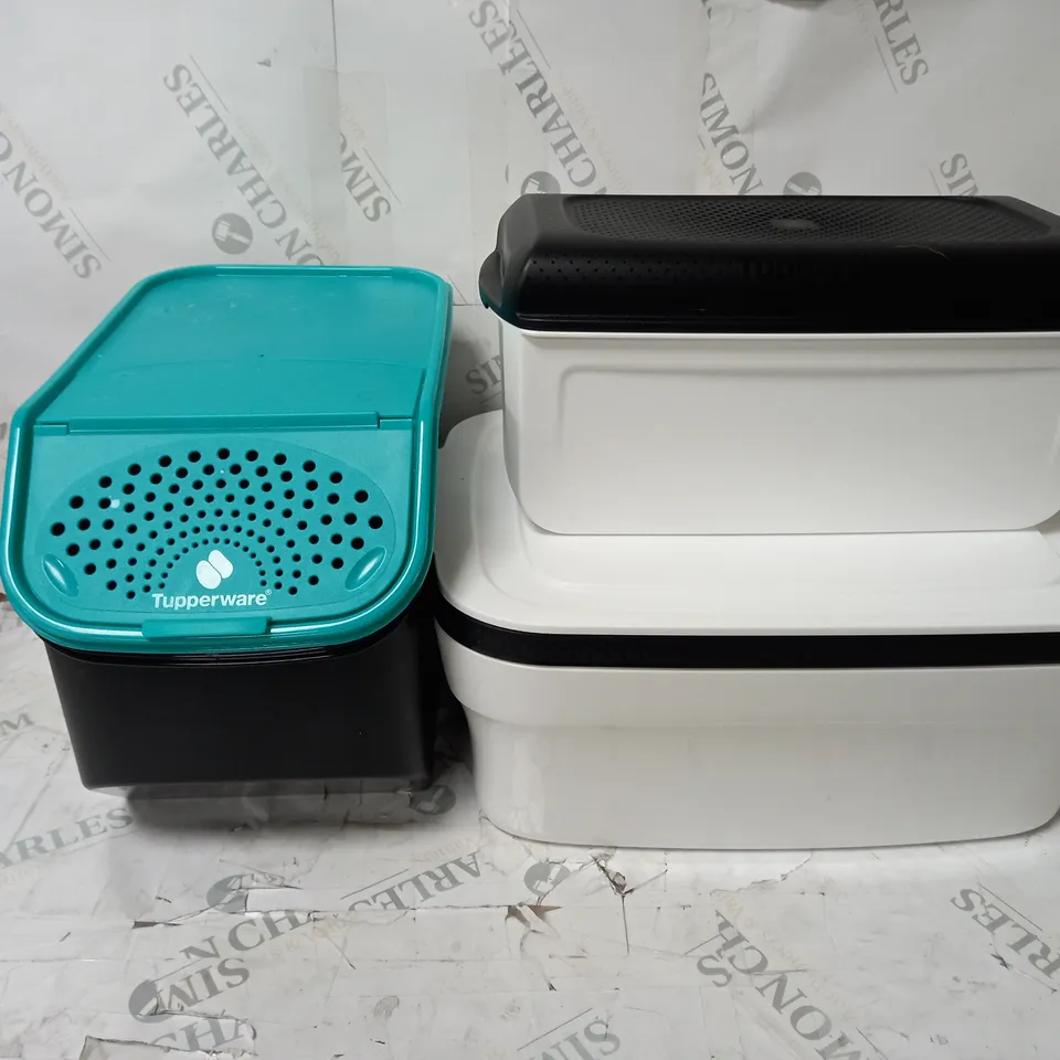 BOX OF APPROX 7 ASSORTED TUPPERWARE TO INCLUDE BREADSMART LARGE, POTATOSMART, BREADSMART REG, ETC. 