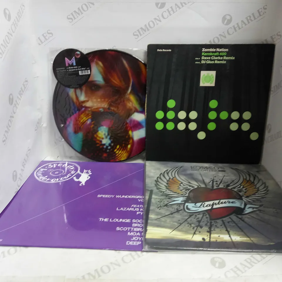 LOT OF APPROXIMATELY 12 ASSORTED VINYLS, TO INCLUDE SPEEDY UNDERGROUND, ROMEO'S DAUGHTER, MADONNA, ETC