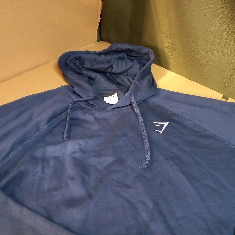 GYMSHARK NAVY/LOGO FRONT POCKET HOODIE - XL