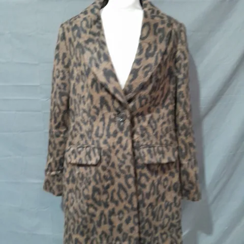 BODEN ANIMAL PRINT BUTTON FRONT LONGLINE COAT - UK 12R