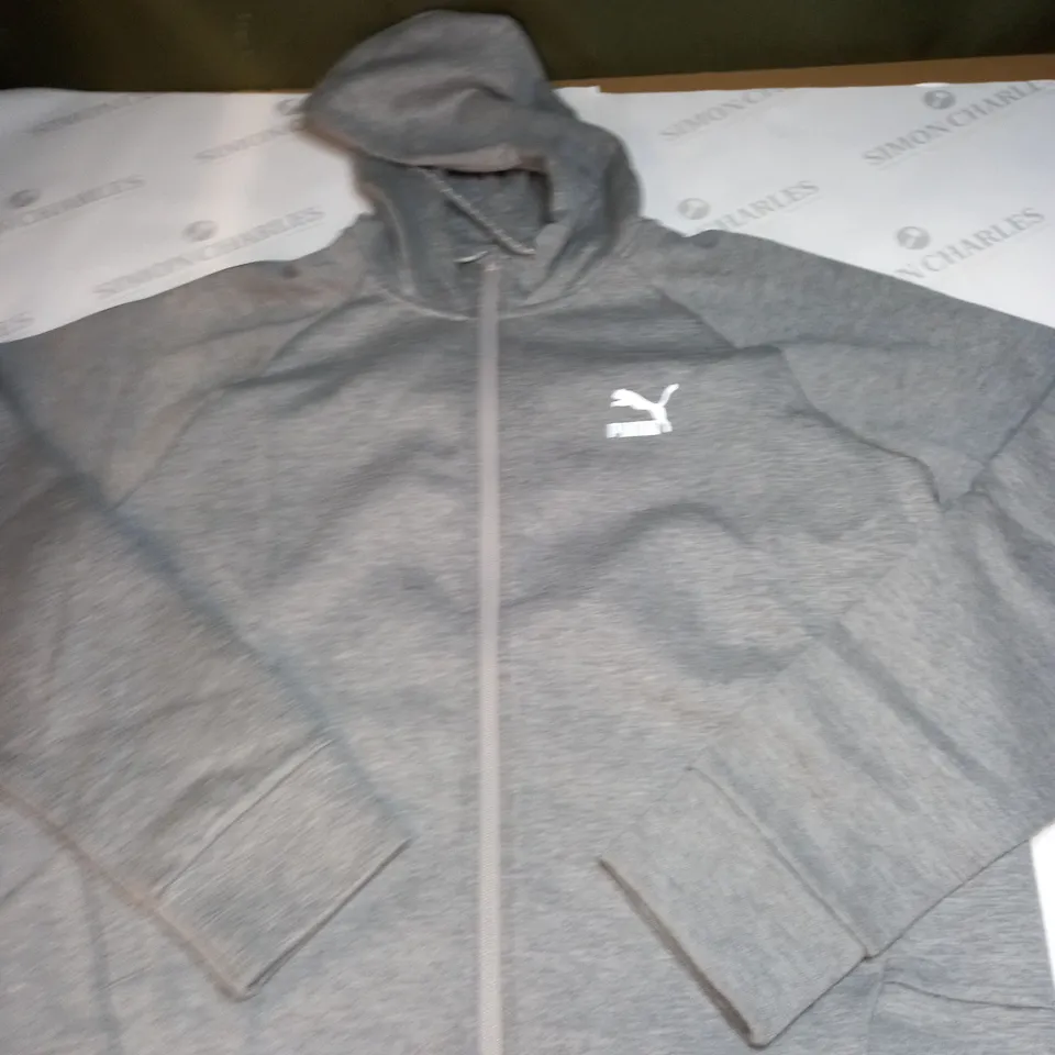 MENS GREY PUMA ZIPPED HOODIE SIZE L