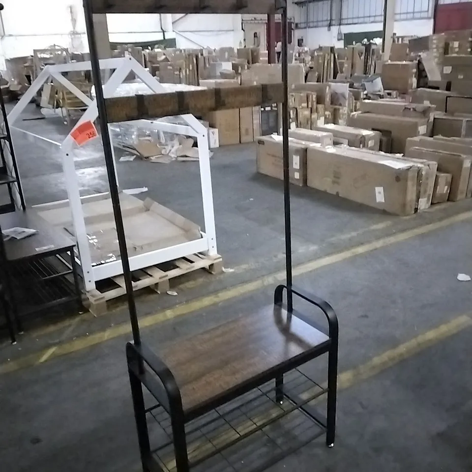 ALLENSWORTH IRON HAT TREE WITH SHOE STORAGE - RUSTIC BROWN/BLACK