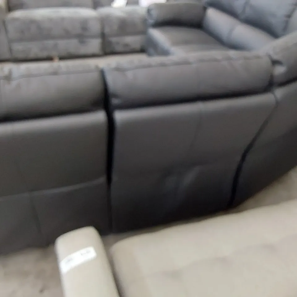 DESIGNER POWER RECLINING CORNER GROUP BLACK LEATHER 