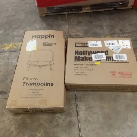 PALLET OF ASSORTED HOUSEHOLD GOODS AND PRODUCTS TO INCLUDE; TRAMPOLINE, HOLLYWOOD MAKEUP MIRROR ETC