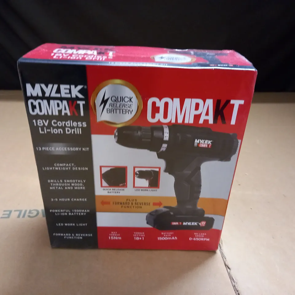 SEALED MYLEK COMPAKT 18V CORDLESS LI-ON DRILL