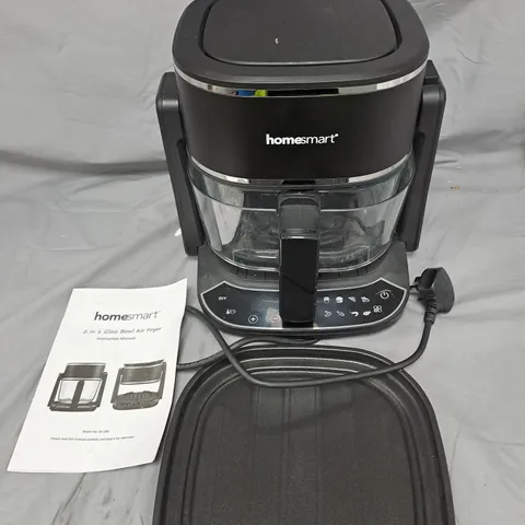 HOMESMART 2-IN-1 GLASS BOWL AIR FRYER – BLACK, 4.5L