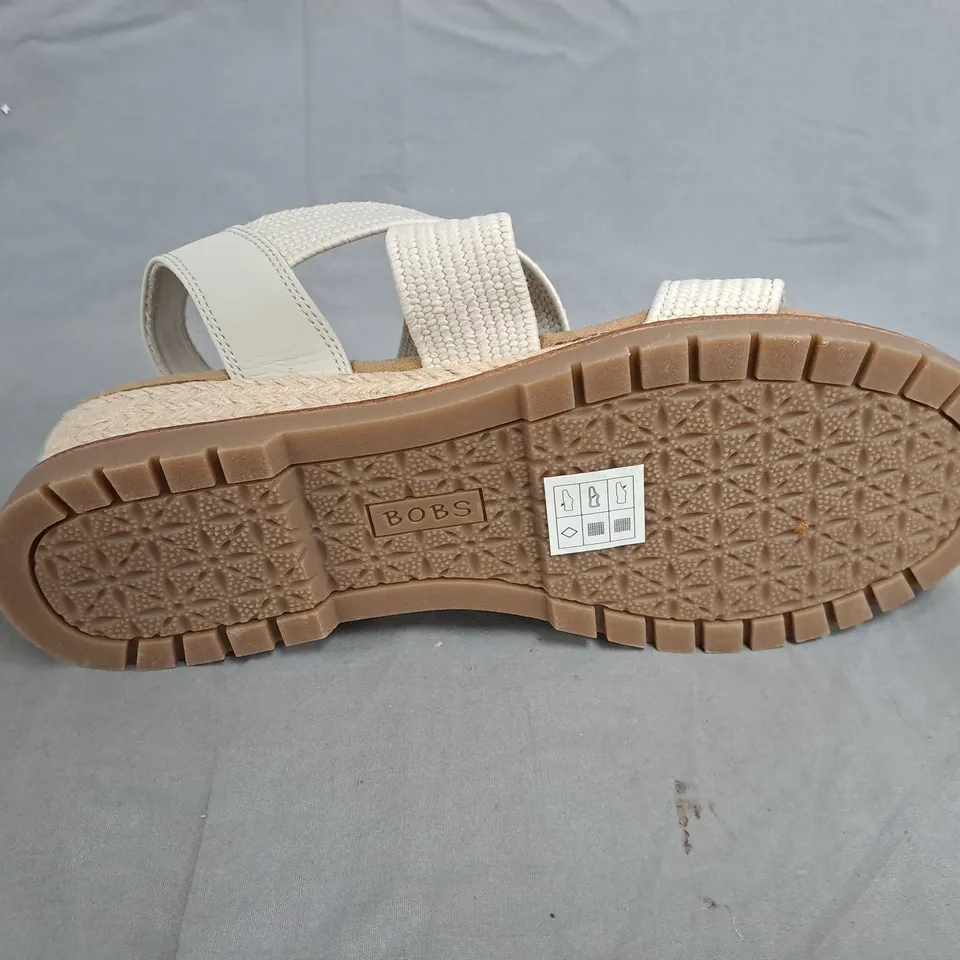 SKECHERS BOBS SANDALS - CREAM STRAPPY WEDGE, WOMEN'S - UK 6