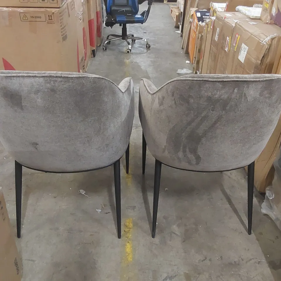 PAIR OF DANETTI CHENILLE FABRIC DINING CHAIRS