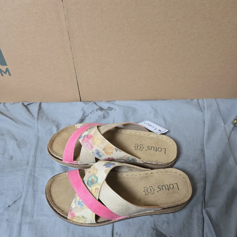 LOTUS FLORAL SANDALS – WOMEN’S OPEN-TOE SLIP-ONS, UK 6 (EU 39), PINK/FLORAL STRAPS