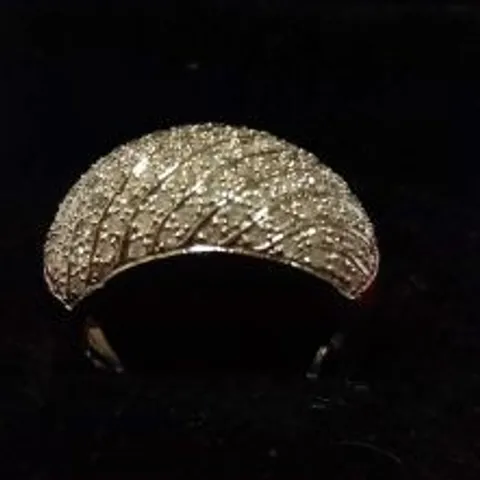 9CT WHITE GOLD DIAMOND SET BOMBE RING